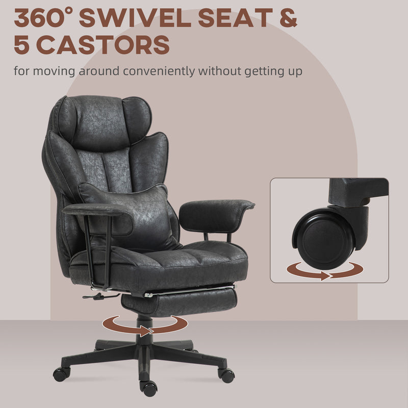 HOMCOM Office Chair, Ergonomic Desk Chair With Foot Rest - Grey/Black