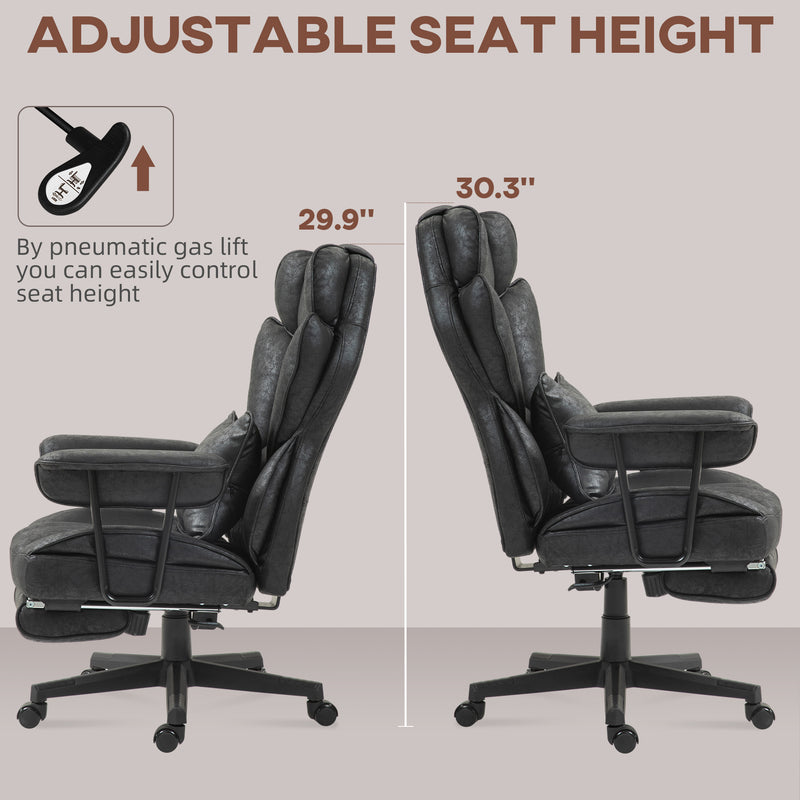 HOMCOM Office Chair, Ergonomic Desk Chair With Foot Rest - Grey/Black