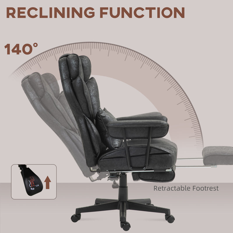 HOMCOM Office Chair, Ergonomic Desk Chair With Foot Rest - Grey/Black