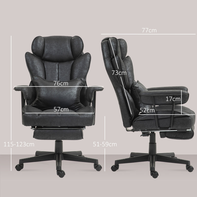HOMCOM Office Chair, Ergonomic Desk Chair With Foot Rest - Grey/Black