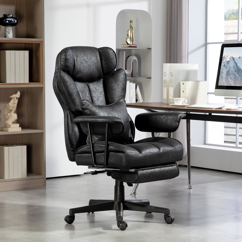HOMCOM Office Chair, Ergonomic Desk Chair With Foot Rest - Grey/Black