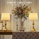 HOMCOM Table Lamps Set Of 2, Modern Bedside Lamps With USB Ports, Gold Tone