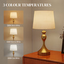 HOMCOM Table Lamps Set Of 2, Modern Bedside Lamps With USB Ports, Gold Tone