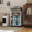 HOMCOM 2-Tier Printer Stand with Storage and Wheels, White