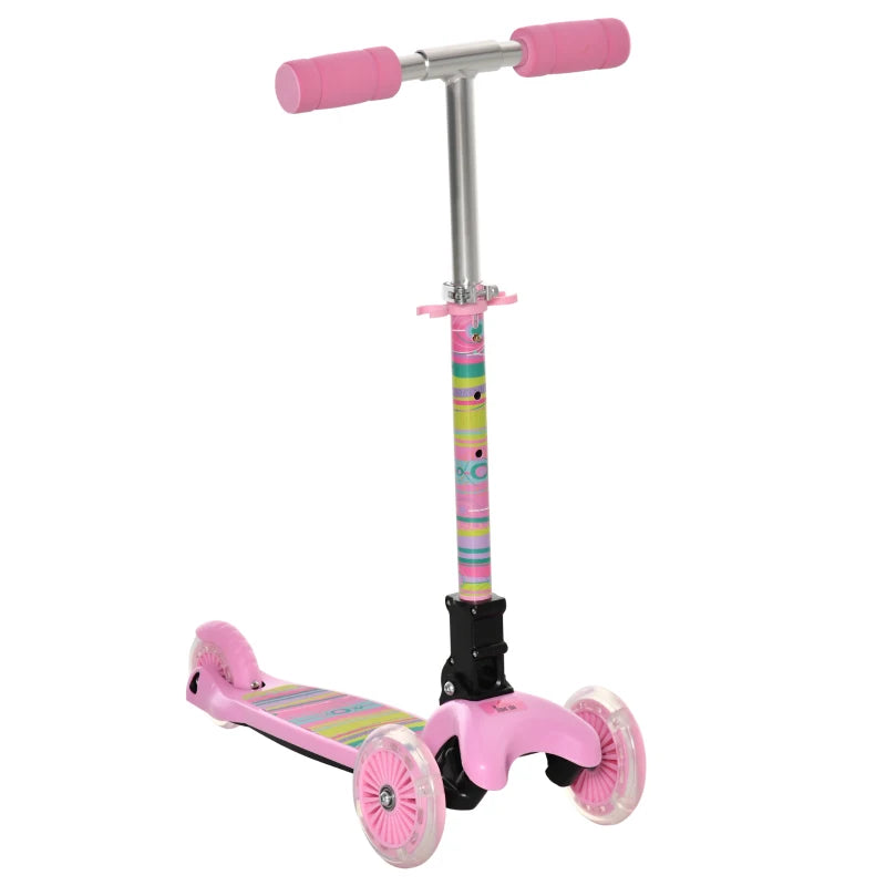 HOMCOM Foldable kids  Scooter with  Flashing Wheels - Pink