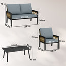 Outsunny Rattan Garden Furniture Set, Outdoor Furniture Conversation Set