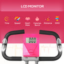 SPORTNOW Folding Exercise Bike With Heart-Rate Sensor For Home Use, Pink/White