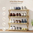 HOMCOM Bamboo Shoe Rack, Folding Shoe Shelf