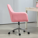 Vinsetto Home Office Chair Leather-Feel Fabric Swivel Chair With Armrests Pink