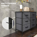 HOMCOM 6 Drawer Fabric Chest of Drawers w/ Wooden Top for Hallway