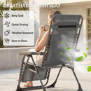 Outsunny Zero Gravity Chairs Set of 2 with Cup Holder, Headrest, Dark Grey