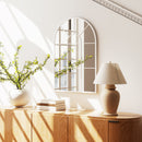 HOMCOM Arched Window Wall Mirror For Living Room Bedroom, 91x60cm, White