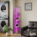 HOMCOM RGB LED Floor Lamp with Shelves and Remote Control for Living Room