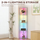 HOMCOM RGB LED Floor Lamp with Shelves and Remote Control for Living Room