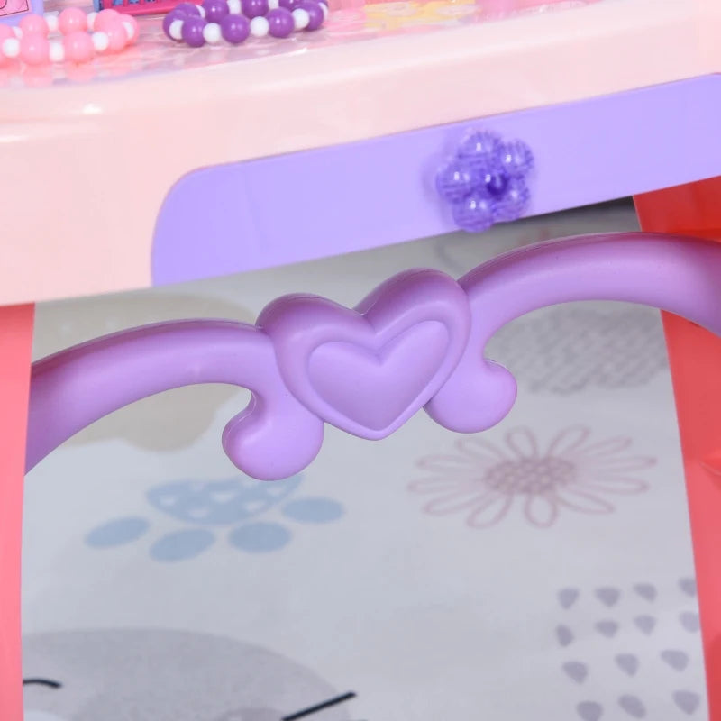 HOMCOM Dressing Table Playset - Pink Purple