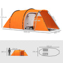 Outsunny 3 Man 2-Room Tent Camping Tent With Living Area Air Vents Orange