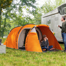 Outsunny 3 Man 2-Room Tent Camping Tent With Living Area Air Vents Orange