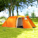 Outsunny 3 Man 2-Room Tent Camping Tent With Living Area Air Vents Orange
