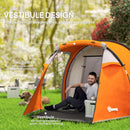 Outsunny 3 Man 2-Room Tent Camping Tent With Living Area Air Vents Orange