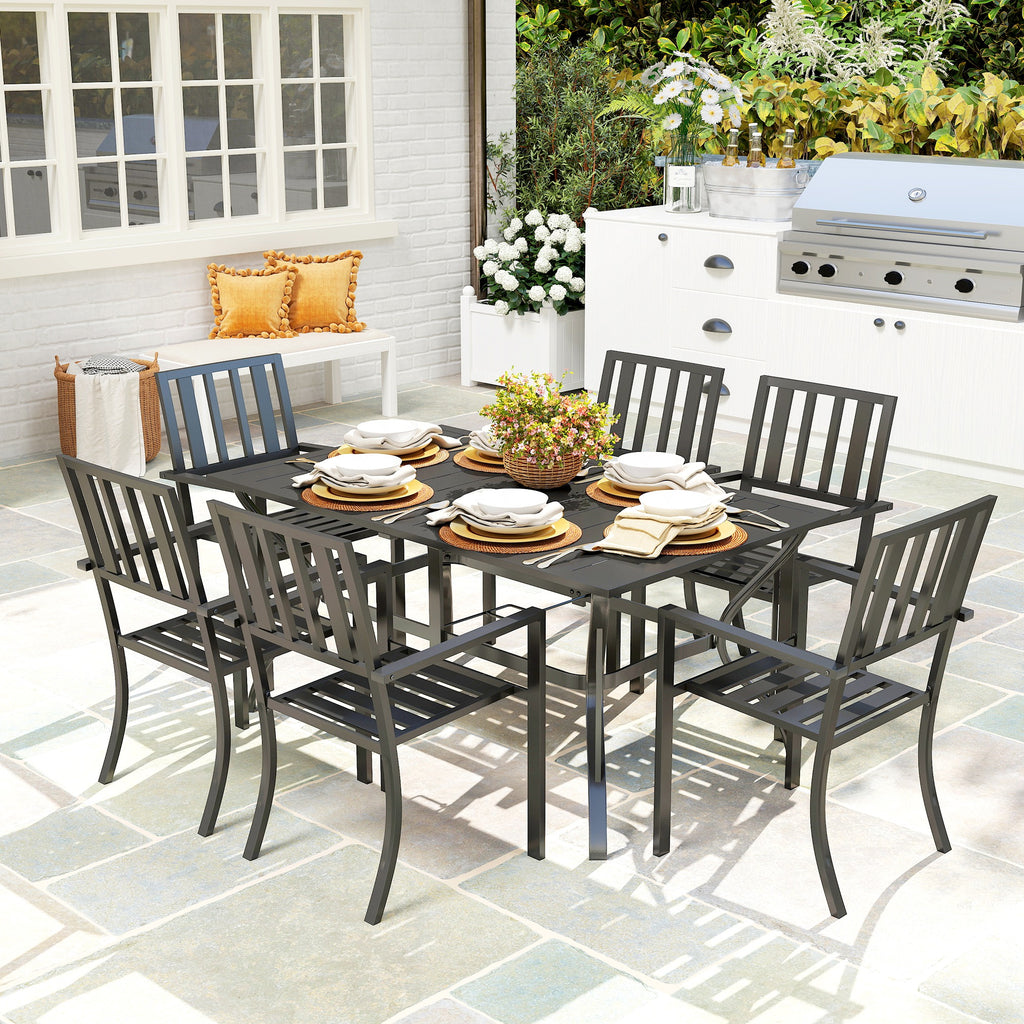 Poolside Dining Outsunny 7 Pieces Patio Dining Set With Umbrella Hole, For Poolside, G