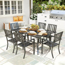 Outsunny 7 Pieces Patio Dining Set With Umbrella Hole, For Poolside, Garden