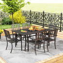 Outsunny 7 Pieces Patio Dining Set With Umbrella Hole, For Poolside, Garden