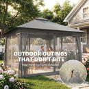 Outsunny 3.3 x 3.3 m Garden Gazebo with Shelves, UPF50+ Permanent Gazebo