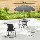 Outsunny 6 Pieces Garden Furniture Set with Parasol, Folding Chairs, Black