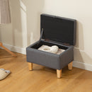 HOMCOM Linen Storage Ottoman Storage Box With Rubberwood Legs, Charcoal Grey
