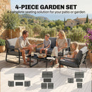Outsunny 4 Piece Garden Furniture Set, Outdoor Sofa Set, Black