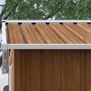 Outsunny 6.5x3.5ft Metal Garden Shed For Garden, Brown Wood Effect