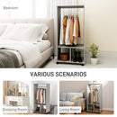 HOMCOM Open Wardrobe Clothes Rail Bedroom Clothes Storage Rod Shelves Grey