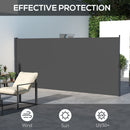 Outsunny Side Awning Retractable, Outdoor Privacy Screen, 400x180cm
