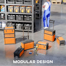 HOMCOM 3-Tier Tool Box With Wheels, Stackable Steel Toolbox