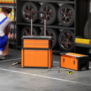 HOMCOM 3-Tier Tool Box With Wheels, Stackable Steel Toolbox