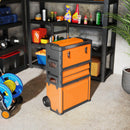 HOMCOM 3-Tier Tool Box With Wheels, Stackable Steel Toolbox