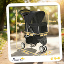 PawHut Pet Stroller Pushchair Carrier For Cat Puppy With 3 Wheels Black