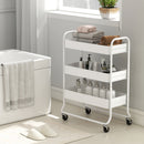 HOMCOM 3-Tier Storage Trolley, Storage Cart With Mesh Backets, Wheels, White