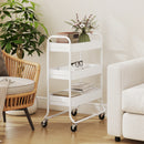HOMCOM 3-Tier Storage Trolley, Storage Cart With Mesh Backets, Wheels, White