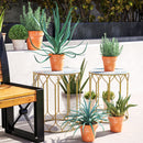 Outsunny Nesting Small Garden Table Set of 2 with Marble Effect Top