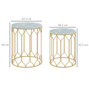 Outsunny Nesting Small Garden Table Set of 2 with Marble Effect Top