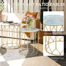 Outsunny Nesting Small Garden Table Set of 2 with Marble Effect Top