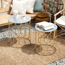 Outsunny Nesting Small Garden Table Set of 2 with Marble Effect Top