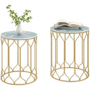 Outsunny Nesting Small Garden Table Set of 2 with Marble Effect Top