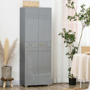 HOMCOM Kitchen Cupboard Storage Cabinet Push Open Doors and Drawers, Grey