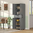 HOMCOM Kitchen Cupboard Storage Cabinet Push Open Doors and Drawers, Grey