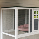 PawHut Wooden Cat House With Asphalt Roof, Cat Cage For Multiple Cats White