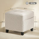 HOMCOM Small Ottoman with Side Pocket Living Room, Beige