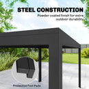 Outsunny Garden Dining Set with Umbrella Hole for 6 People, Black