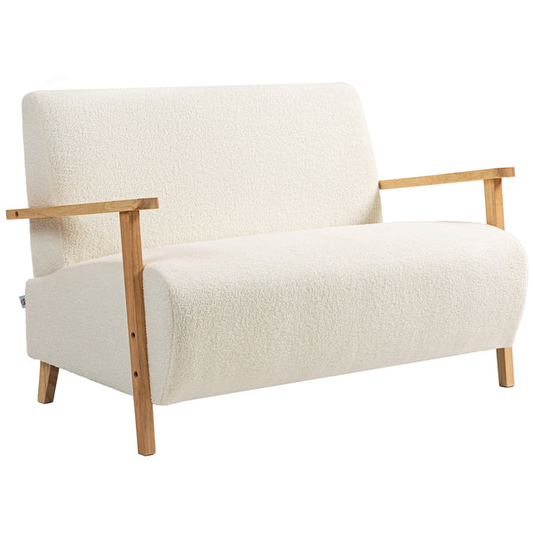 HOMCOM 2 Seater Sofa, Fabric Modern Loveseat For Living Room